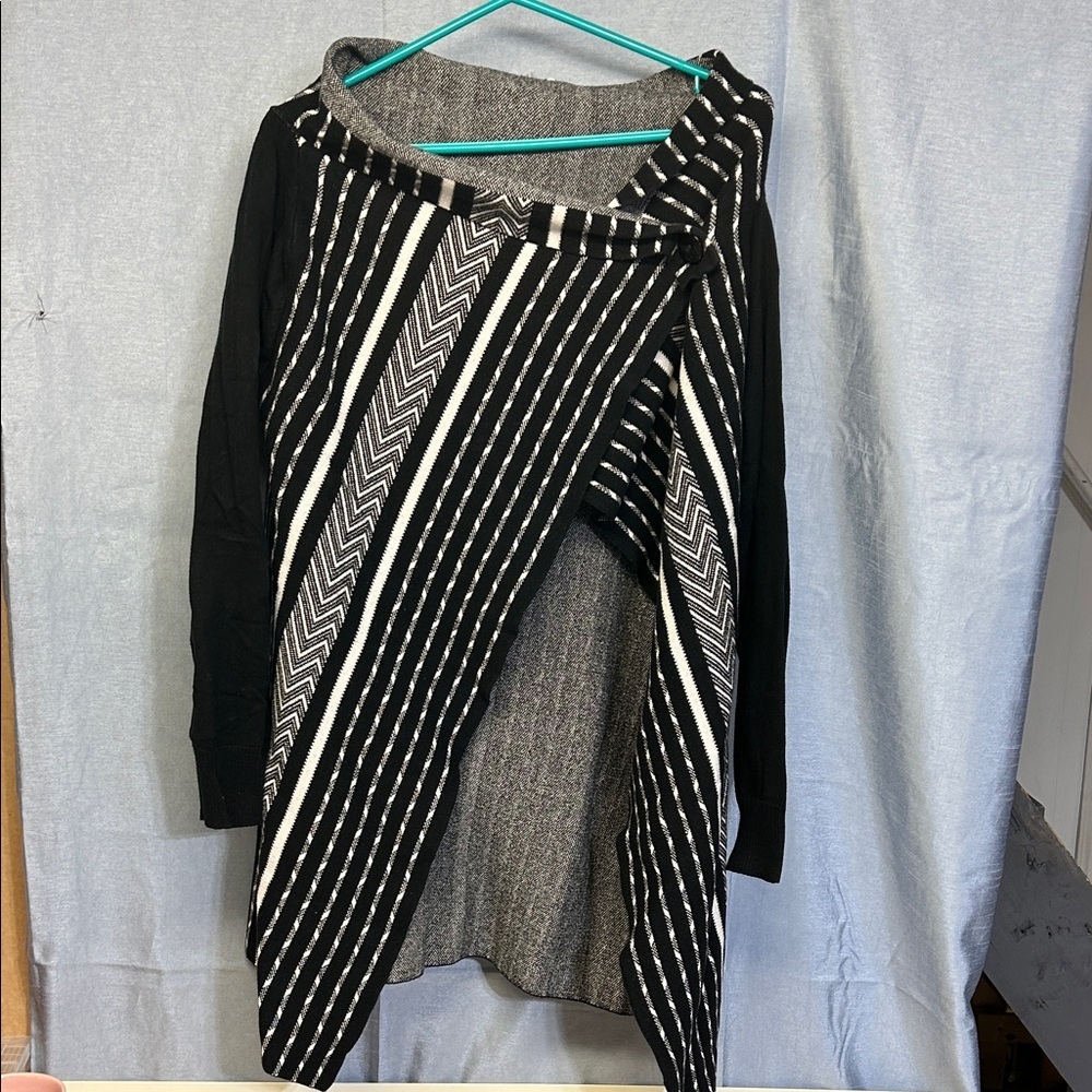 LANALEE Black and White Striped Cardigan